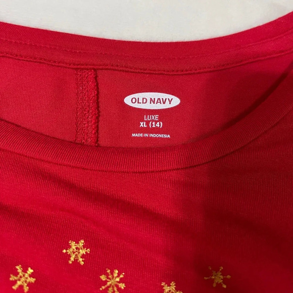 OLD NAVY Girls Red Luxe Holiday Shirt "Oh What Fun" 3/4 Sleeve XL 14 - Picture 3 of 7